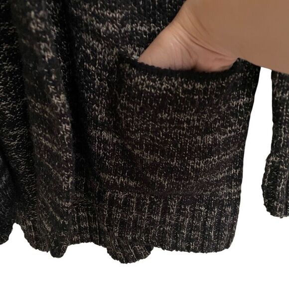 Lucky Brand Stargazer Chevron wool blend open long cardigan women’s M black gray - Picture 5 of 9